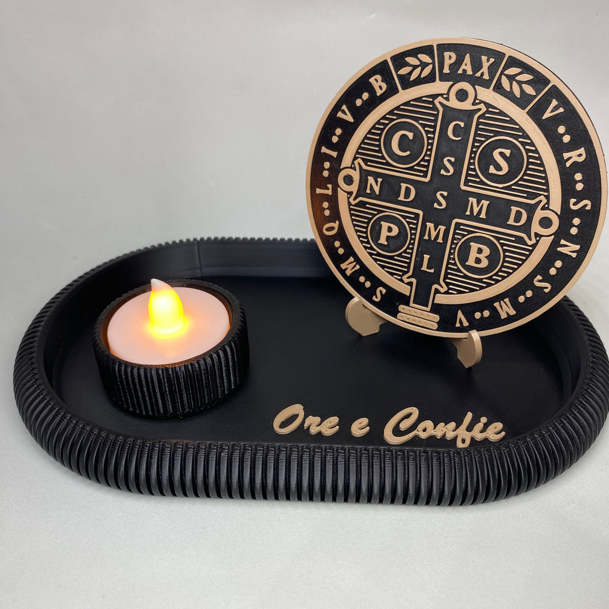 Kit Religioso São Bento – Ore e Confie | Decoração 3D