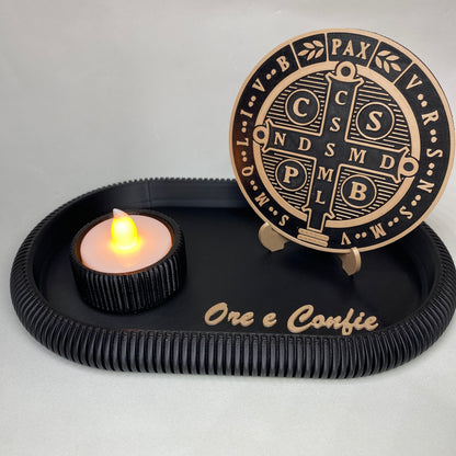 Kit Religioso São Bento – Ore e Confie | Decoração 3D