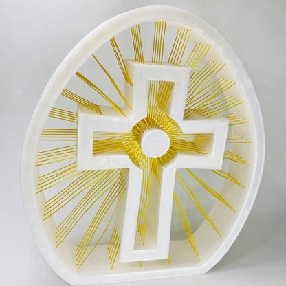 Cruz Decorativa em 3D com Fios Dourados | Decoração Religiosa